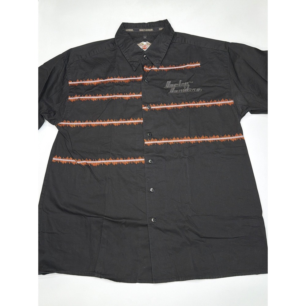 Harley-Davidson LS Black Embroidered Button Shirt Jacket 96410-06VM Size XL‎